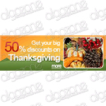 Graphics Thanksgiving Banner 180x60 px. Rich, sophisticated banner with dynamic graphic Web 2.0 design. Suitable for any printing products, promotional e-mails and online web store selling wide range of merchandise.