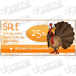 Graphics Thanksgiving Banner 428x228 px. Rich, sophisticated banner with dynamic graphic Web 2.0 design. Suitable for any printing products, promotional e-mails and online web store selling wide range of merchandise.
