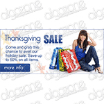 Graphics Thanksgiving Banner 600x260 px. Rich, sophisticated banner with dynamic graphic Web 2.0 design. Suitable for any printing products, promotional e-mails and online web store selling wide range of merchandise.