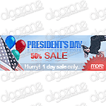 Graphics President's Day Banner 180x60 px. Rich, sophisticated banner with dynamic graphic Web 2.0 design. Suitable for any printing products, promotional e-mails and online web store selling wide range of merchandise.