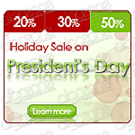 Graphics President's Day Banner 180x160 px. Rich, sophisticated banner with dynamic graphic Web 2.0 design. Suitable for any printing products, promotional e-mails and online web store selling wide range of merchandise.