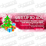Graphics Christmas Banner 600x260 px. Rich, sophisticated banner with dynamic graphic Web 2.0 design. Suitable for any printing products, promotional e-mails and online web store selling wide range of merchandise.