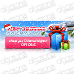 Graphics Christmas Banner 600x260 px. Rich, sophisticated banner with dynamic graphic Web 2.0 design. Suitable for any printing products, promotional e-mails and online web store selling wide range of merchandise.