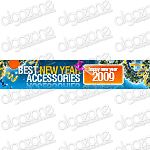 Graphics New Year Banner 510x100 px. Rich, sophisticated banner with dynamic graphic Web 2.0 design. Suitable for any printing products, promotional e-mails and online web store selling wide range of merchandise.
