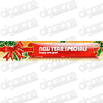Graphics New Year Banner 510x100 px. Rich, sophisticated banner with dynamic graphic Web 2.0 design. Suitable for any printing products, promotional e-mails and online web store selling wide range of merchandise.