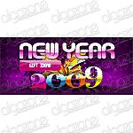 Graphics New Year Banner 600x260 px. Rich, sophisticated banner with dynamic graphic Web 2.0 design. Suitable for any printing products, promotional e-mails and online web store selling wide range of merchandise.