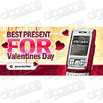 Graphics Valentine's Day Banner 480x228 px. Rich, sophisticated banner with dynamic graphic Web 2.0 design. Suitable for any printing products, promotional e-mails and online web store selling wide range of merchandise.