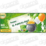 Graphics St. Patrick's Day Banner 600x260 px. Rich, sophisticated banner with dynamic graphic Web 2.0 design. Suitable for any printing products, promotional e-mails and online web store selling wide range of merchandise.