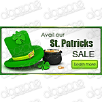 Graphics St. Patrick's Day Banner 480x228 px. Rich, sophisticated banner with dynamic graphic Web 2.0 design. Suitable for any printing products, promotional e-mails and online web store selling wide range of merchandise.