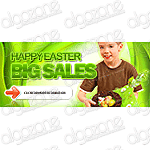 Graphics Easter Banner 600x260 px. Rich, sophisticated banner with dynamic graphic Web 2.0 design. Suitable for any printing products, promotional e-mails and online web store selling wide range of merchandise.