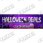 Graphics Halloween Banner 180x60 px. Rich, sophisticated banner with dynamic graphic Web 2.0 design. Suitable for any printing products, promotional e-mails and online web store selling wide range of merchandise.