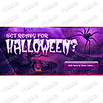 Graphics Halloween Banner 600x260 px. Rich, sophisticated banner with dynamic graphic Web 2.0 design. Suitable for any printing products, promotional e-mails and online web store selling wide range of merchandise.