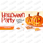 Graphics Halloween Banner 600x260 px. Rich, sophisticated banner with dynamic graphic Web 2.0 design. Suitable for any printing products, promotional e-mails and online web store selling wide range of merchandise.