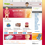 CRELoaded template OS03C00176 Red template designed for online stores selling kids fashions. Ample area to display featured products along with easy navigation