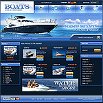 CRELoaded template OS03C00282 This template uses dark blue hues and a large crisp header to show case the beauty of power boats. This template will make your customer wish they were cruising out at sea.
