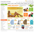 osCommerce template OS03C10072TM This design features a unique placement of graphic components with colorful main page products and specials highlight. The graphics and color selection makes this template perfect many products. Fixed width.