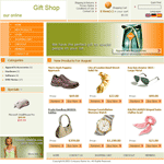 ZenCart template ZC03C00094 This design features a unique placement of graphic components, set against a tasteful elegance of a light orange and green colors combination. The graphics and color selection makes this template perfect many products. Fixed width 800px.